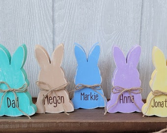 Wooden Easter Bunny. Personalized Bunny. Farmhouse Easter Wood Rabbit. Spring Decor. Easter Gift. Coffee Bar Easter Decor. Tiered Tray Decor