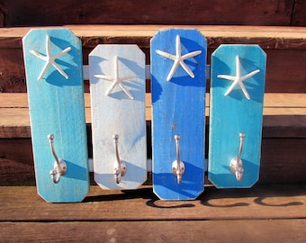 24" Beach Fence Towel Rack. Starfish Towel Rack. Beach towel Rack. Coastal Towel Rack. Beach Coat Hook. Coastal Coat Rack. Functional Art.