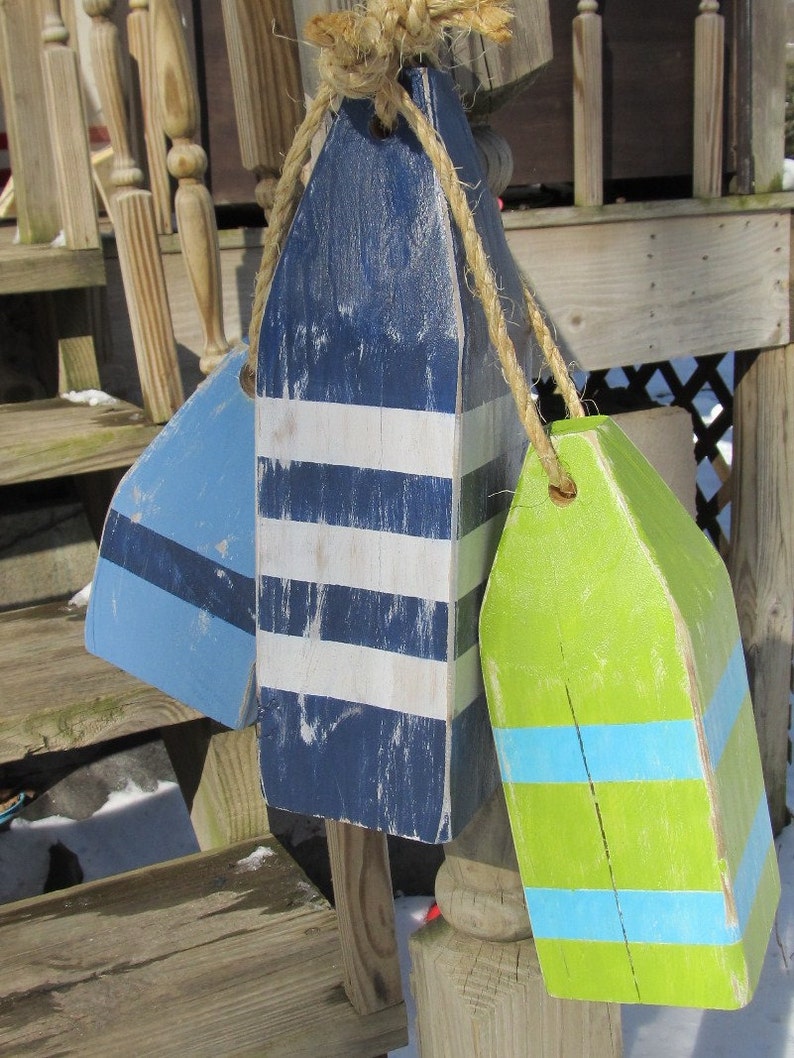 Set of 3 Wooden Buoys. Handmade Nautical Decor. Beach Decor. Lake Decor. Coastal Home Decor. Nautical Home Decor. Beach House Decor. image 4