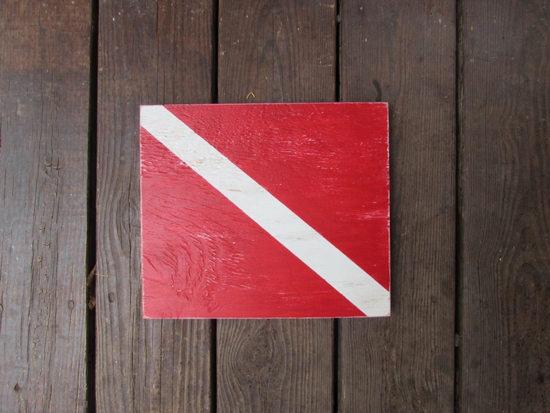 Small Wood Dive Flag. Reclaimed Wood Dive Flag Sign. Nautical Etsy