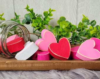 Rustic Mini Wooden Hearts: Valentine's Day Tiered Tray Decor