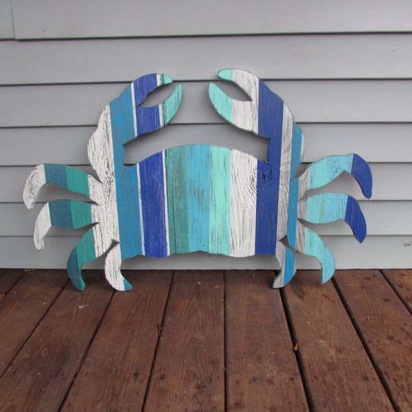 XL Wood Crab. Crab Sign.  Coastal Crab Wall Art. Beach Crab. Crab Decor. Nautical Decor. Beach Decor. Made to Order. Free Shipping