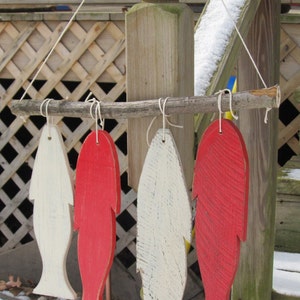 Wood Fence Fish Wall Hanging. Rustic Lake Home Decor. Fishing cabin Decor. Lake House Decor. Red and White Fish Wall Hanging. image 1