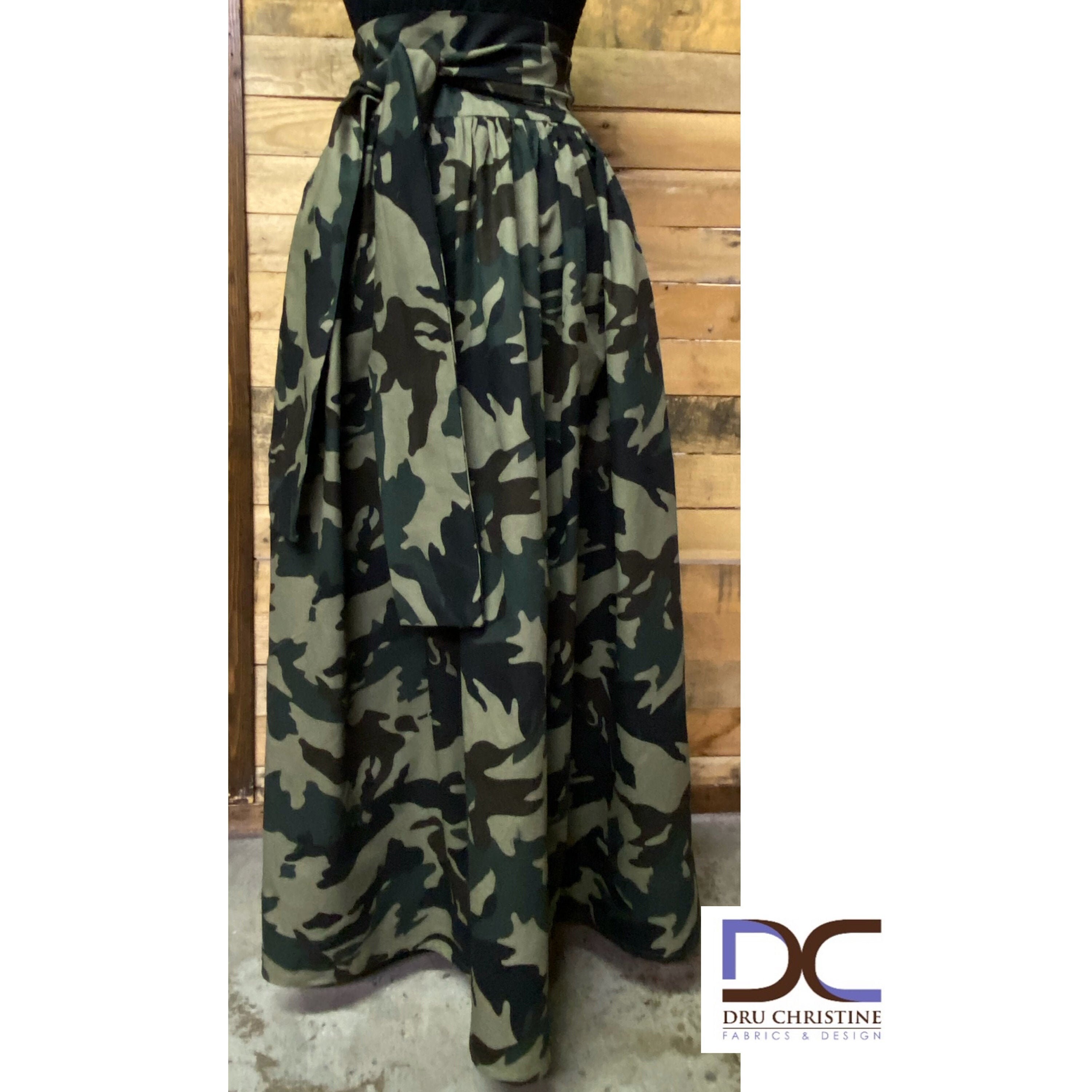 Camouflage maxi skirt with pockets cheap
