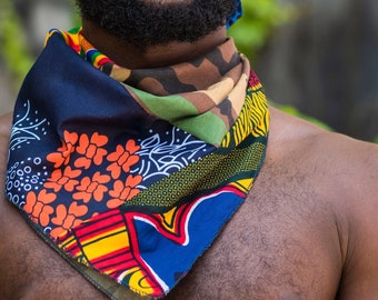 Kente/ Ankara/African Print Patchwork Bandana, Unisex