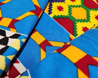 Red, White, Yellow, Green and Blue Ankara Print Fabric by 1/4 yard, 1/2 yard, 1 yard