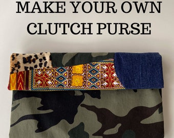 DIY Camouflage/ Ankara/ African Print Clutch Purse Kit