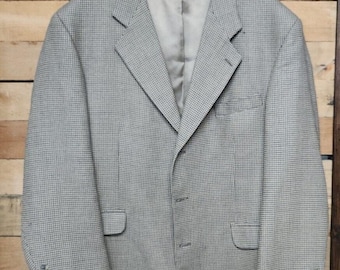Vintage Men's 1950s 1960s Blue Gray Pinstriped Suit. Single