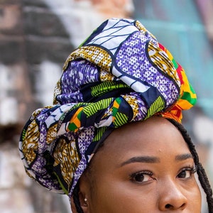 Ankara Print Patchwork Headwrap: Unisex Cotton Hair Wrap