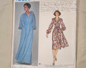 Vintage Vogue Sewing Pattern: Oscar De La Renta Dress, Size 8