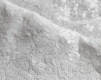 Glitz Stretch Mini Sequin Fabric in White