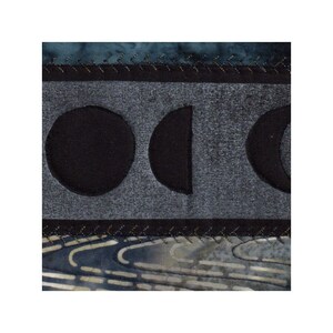 Mini Quilt Art Collage Moon Phases, Water, Blue Black, Ready to Frame image 4