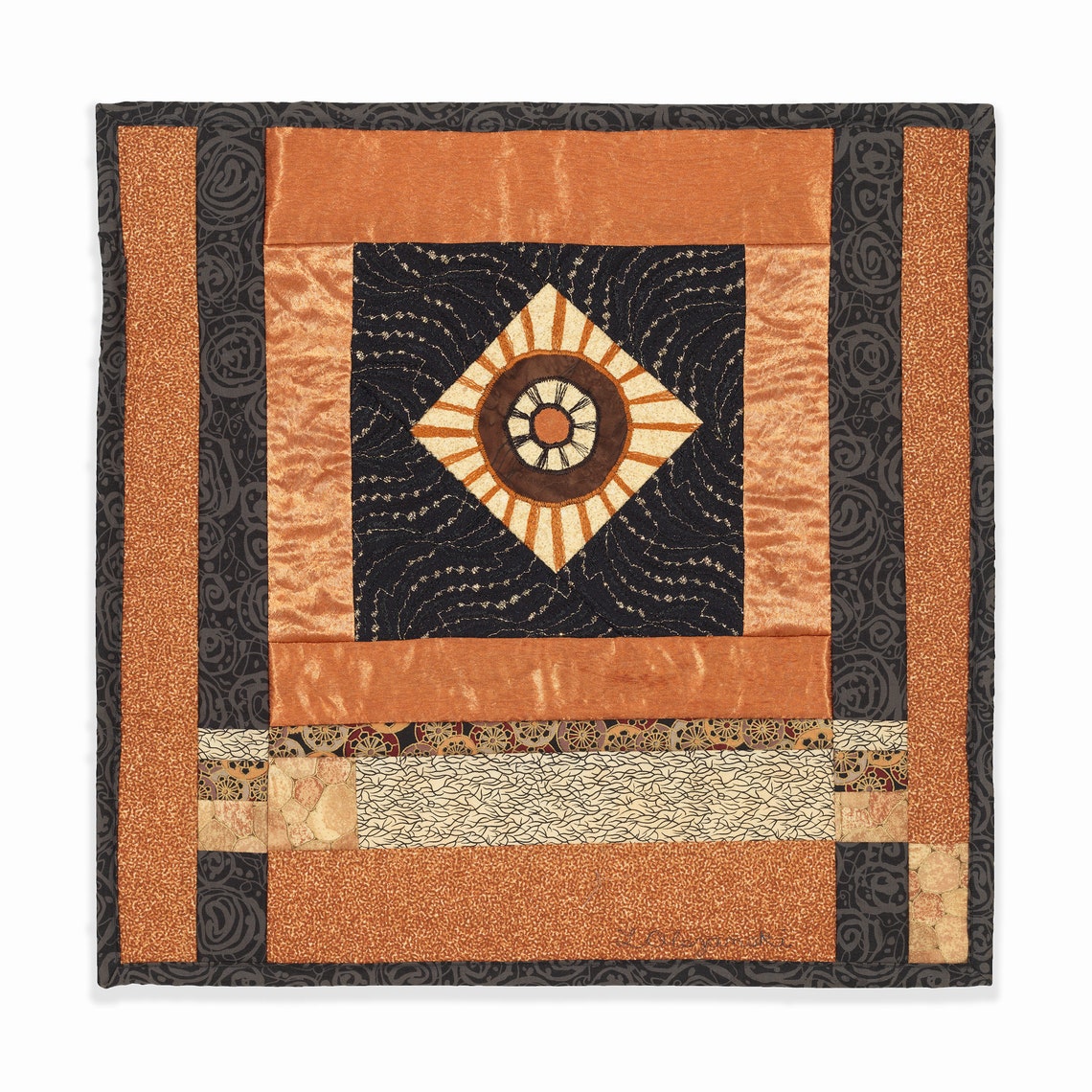 Zen Art Quilt Wall Hanging Modern Improv Log Cabin Quilt Art Etsy