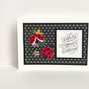Biglietto di auguri fatto a mano con coccinella di compleanno
