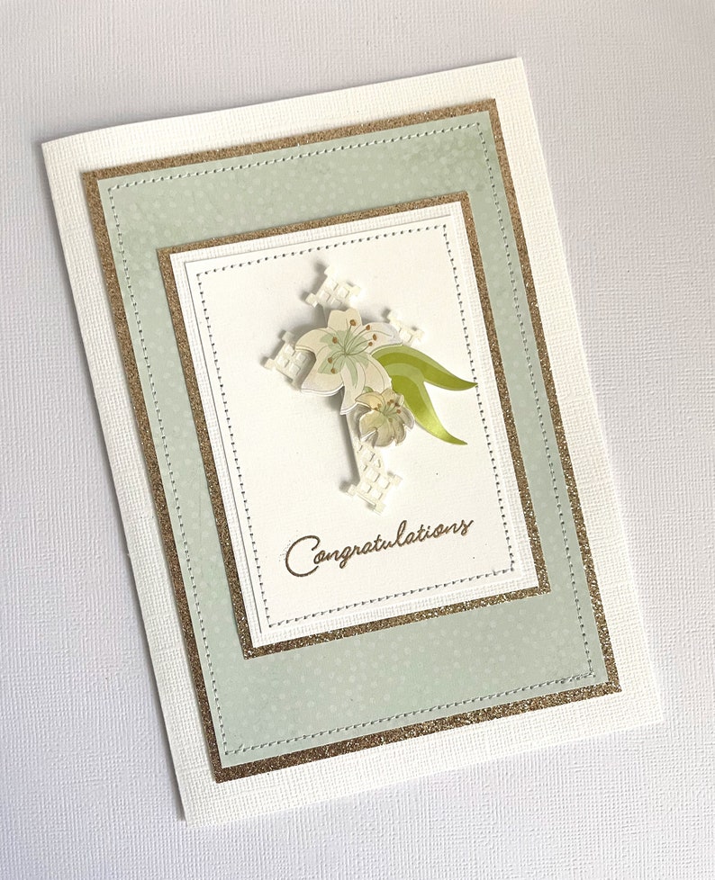 Congratulations Christening Confirmation Religious Handmade Card zdjęcie 7