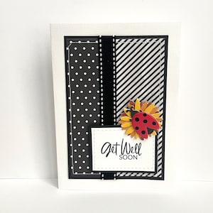 Biglietto di auguri fatto a mano con coccinella "Guarisci presto"