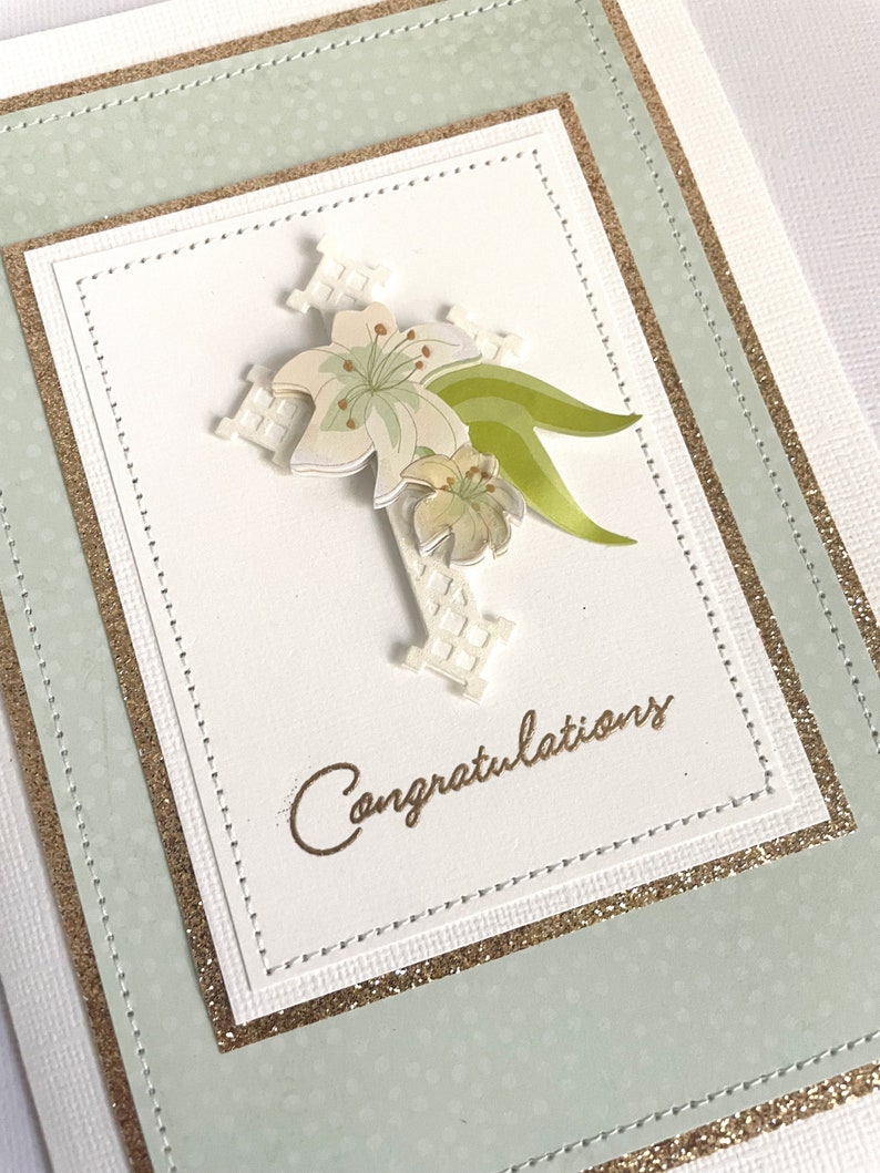 Congratulations Christening Confirmation Religious Handmade Card zdjęcie 3