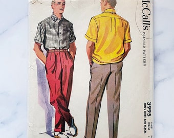 50s Mccalls 3995. 36 chest 32 waist Small. Vintage Mens shirt + slacks. William Doniger of McGregor design. 1950s vintage Sewing Pattern