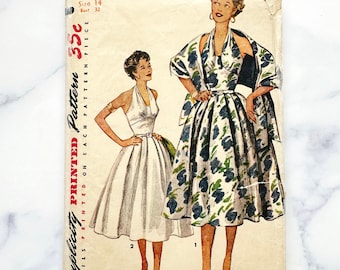 1950s Halter Dress Sewing Pattern: Back Wrap Style (bust 34, Hip 37)  (digital Download)