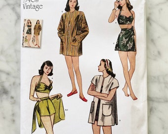 Simplicity S8932. 4-12 or 12-20. uncut ff new. 1940s retro bathing suit playsuit beach. 40s Simplicity 1302 vintage sewing pattern reissue