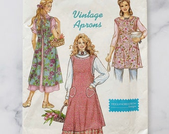 Simplicity Crafts 8372 S-XL UNCUT. 90s gardening smock. Japanese style open back wrap. cross back strap apron. 1990s vintage sewing pattern