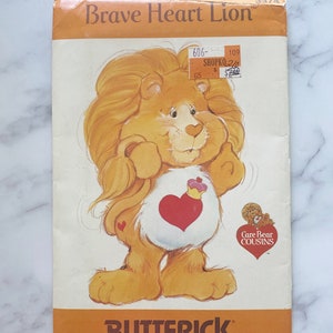 Années 80 Butterick 3376. Brave Heart Lion patron de couture non coupé ff. Patron de couture Care Bear Cousins. Jouet artisanal vintage des années 1980 Modèle de couture image 1