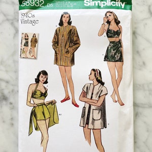 Simplicity S8932. 4-12 or 12-20. uncut ff new. 1940s retro bathing suit playsuit beach. 40s Simplicity 1302 vintage sewing pattern reissue