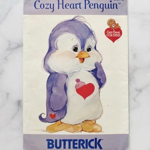 80s Butterick 3379. Cozy Heart Penguin sewing pattern Care Bear Cousins sewing pattern. Craft toy 1980s Vintage Sewing Pattern