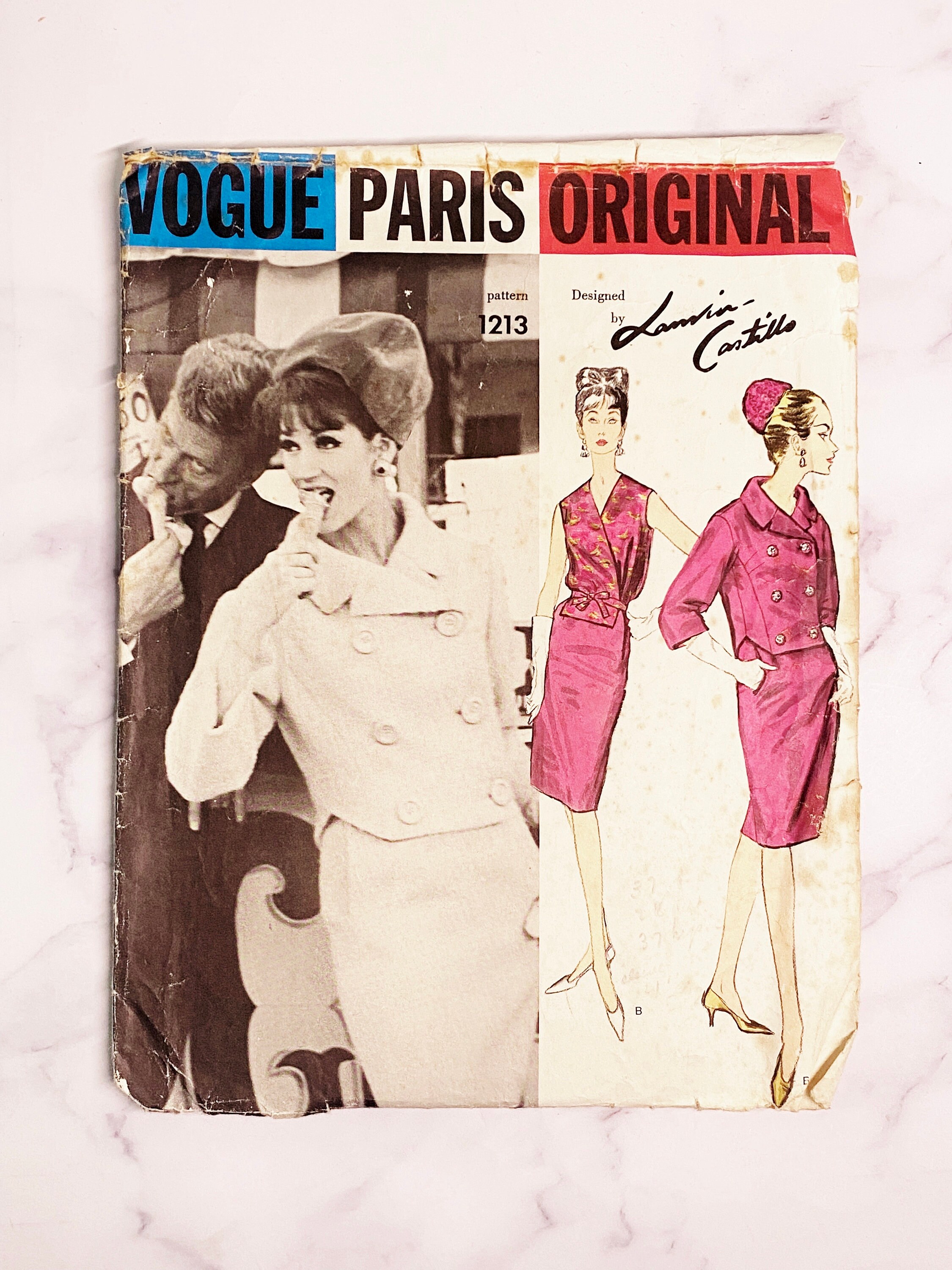 60s Vogue Paris Original 1213. 31 Bust. Lanvin Castillo Skirt Suit  