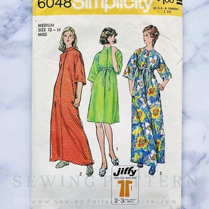 Simplicity 6048 – Medium Bust 34-36. 70s Jiffy front zipper robe pattern. Caftan house dress vintage sewing pattern.