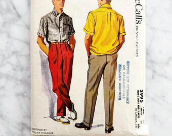 Mccalls 3995. 38 chest, 34 waist. Vintage Mens shirt + slacks. William Doniger of McGregor design. 1950s vintage Sewing Pattern