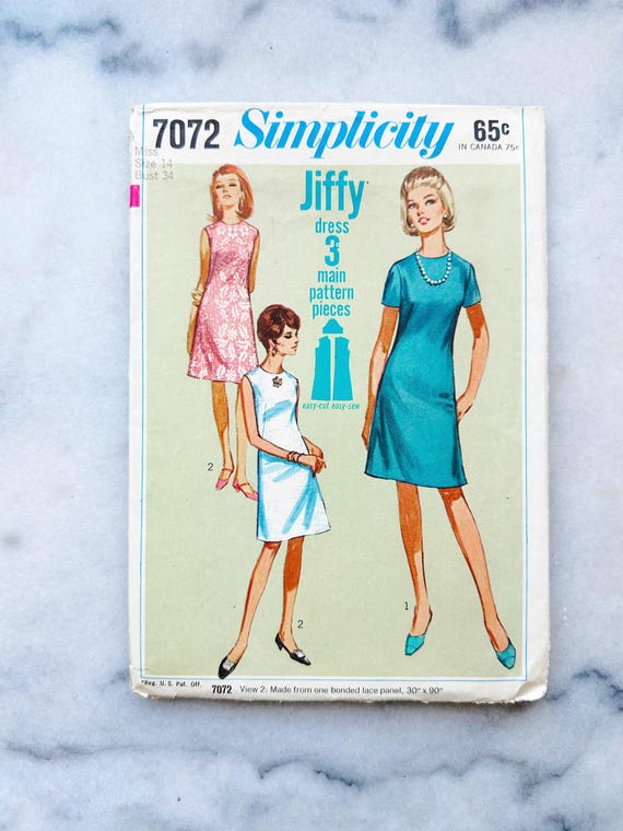 60s Simplicity 34 Jiffy A Line Knee Length Skirt Short