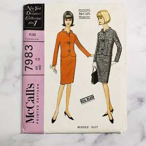 60s McCalls 7983. 32 bust uncut ff. Bill Blass 2 piece suit mod dress skirt suit ensemble New York Designer. 1960s vintage sewing pattern.
