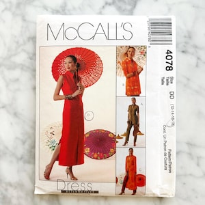 McCalls 4078 - Büste 12-18. 2000er Jahre Kleid Tunika Hose Duster Set. Asiatisch inspiriertes Stehkragen-Styling. Schnittmuster Nähanleitung.