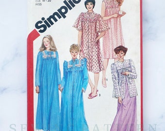 80s Simplicity 5330. Large 40-42 bust uncut ff. Prairie cottagecore ruffle yoke cape sleeve nightgown 1980s Vintage Sewing Pattern Volup