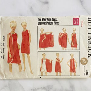 1960s Vintage Sewing Pattern B38 WRAP ...