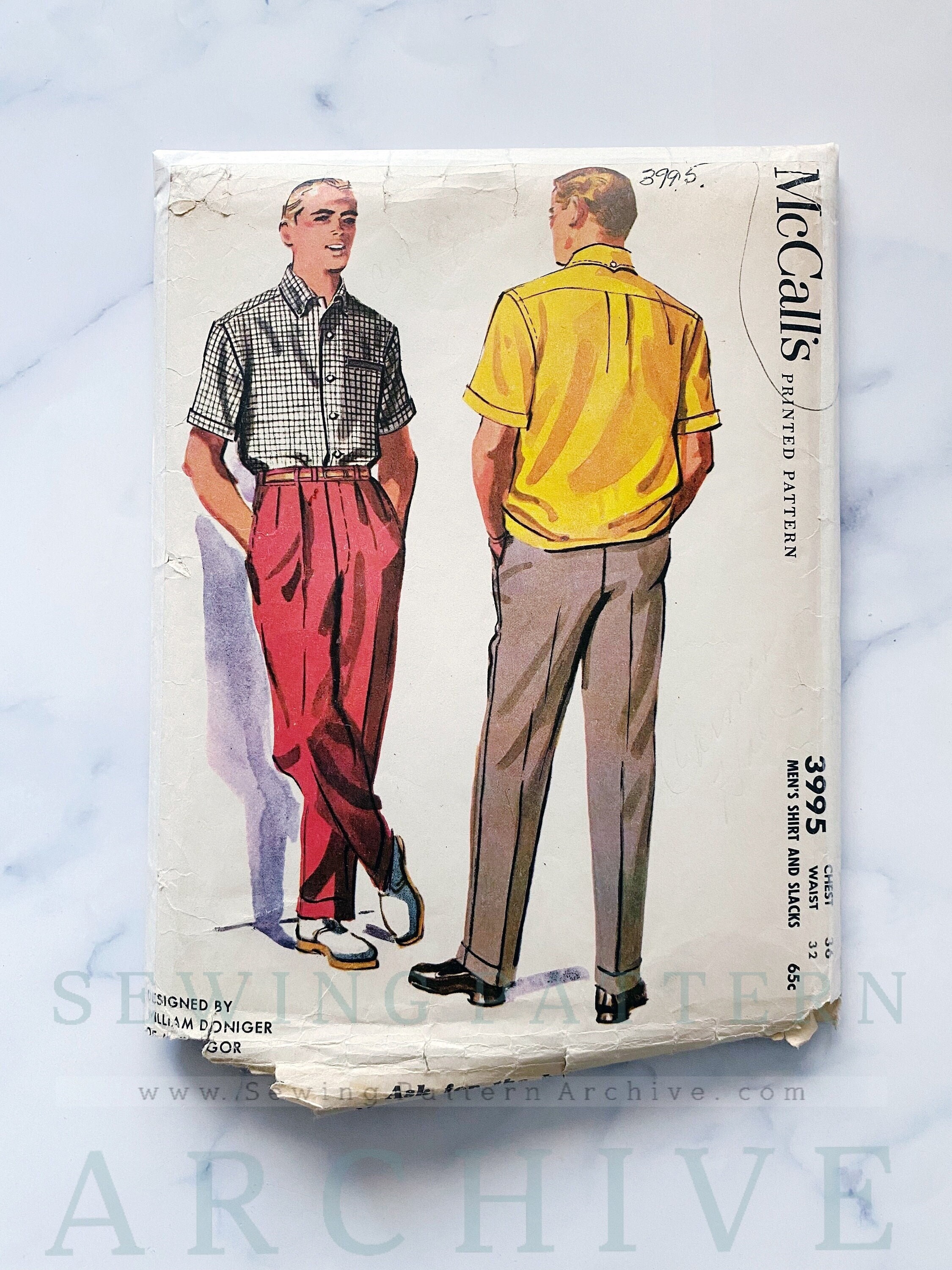 1940s Pattern, Men's Slacks Pants Trousers Shorts - Waist 36 (91.4cm) –  Vintage Sewing Pattern Company