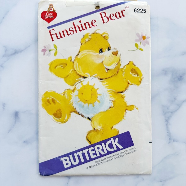 80s Butterick 6225. Care Bears Funshine Bear sewing pattern uncut ff. stuffed toy sewing pattern. Craft 1980s Vintage Sewing Pattern