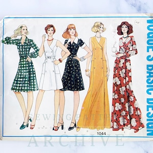 May include: Vintage sewing pattern for five different dress styles. The pattern is for Vogue's Basic Design 1044.