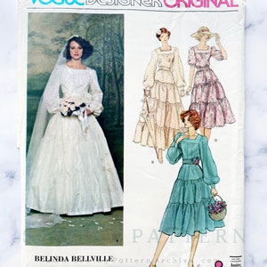 70s Vogue 1251. 36 bust ff. puff sleeve bridesmaid cottage core prairie tier ruffle skirt wedding BRIDAL GOWN. 1970s Vintage Sewing Pattern image 1