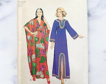 70s Simplicity 5315. SMedium uncut ff  34, 36 bust. 1970s vintage maxi dress caftan long batwing sleeves muu muu  vintage sewing pattern