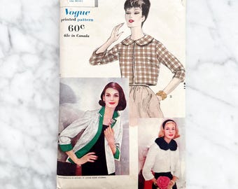 beyondclosetのApollo Vintage Print Detail Short Sleeve 全2色 50s Vogue 9856. 36 Bust. Collar Short Crop Elbow Sleeve