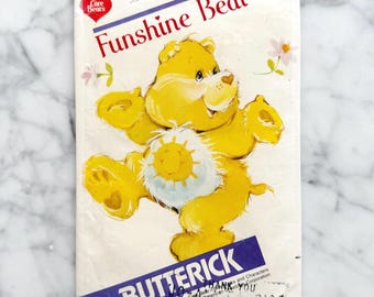 80s Butterick 6225. Care Bears Funshine Bear sewing pattern uncut ff. stuffed toy sewing pattern. Craft 1980s Vintage Sewing Pattern