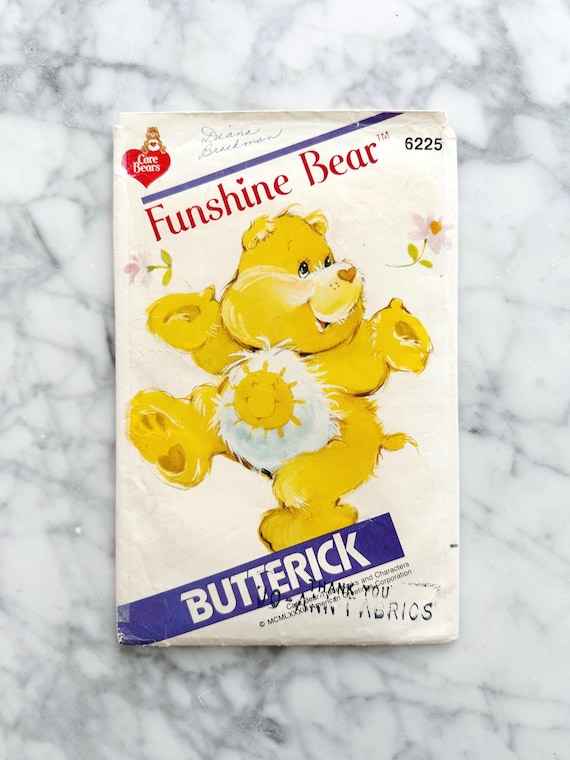 80s Butterick 6225. Care Bears Funshine Bear sewing pattern uncut ff. stuffed toy sewing pattern. Craft 1980s Vintage Sewing Pattern