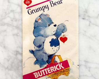 Patrón de costura Butterick 6228 de los 80. Osos Cariñositos, oso gruñón, sin cortar. Patrón de costura de peluche. Patrón de costura vintage de los 80.