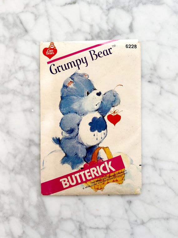 80s Butterick 6228. Care Bears Grumpy Bear sewing pattern uncut ff. stuffed toy sewing pattern. Craft 1980s Vintage Sewing Pattern