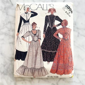 80s McCalls 2056. 8-10-12. Pilgrim centennial costume prairie dress. western country tiered ruffles. Bonnet hat 1980s Vintage Sewing Pattern