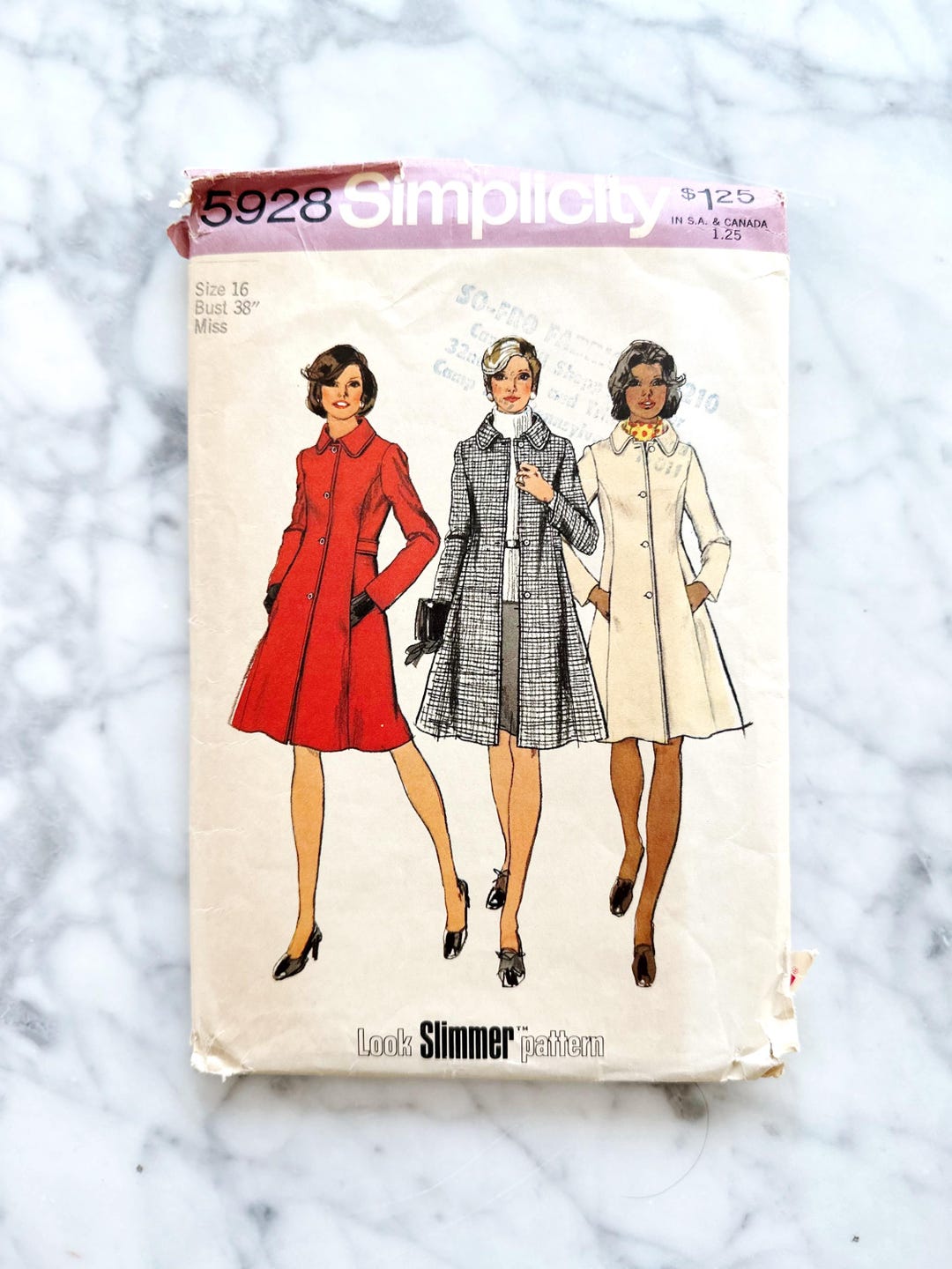 70s Simplicity 5928. 38 Bust. Mod Retro Princess Dress Coat Long ...