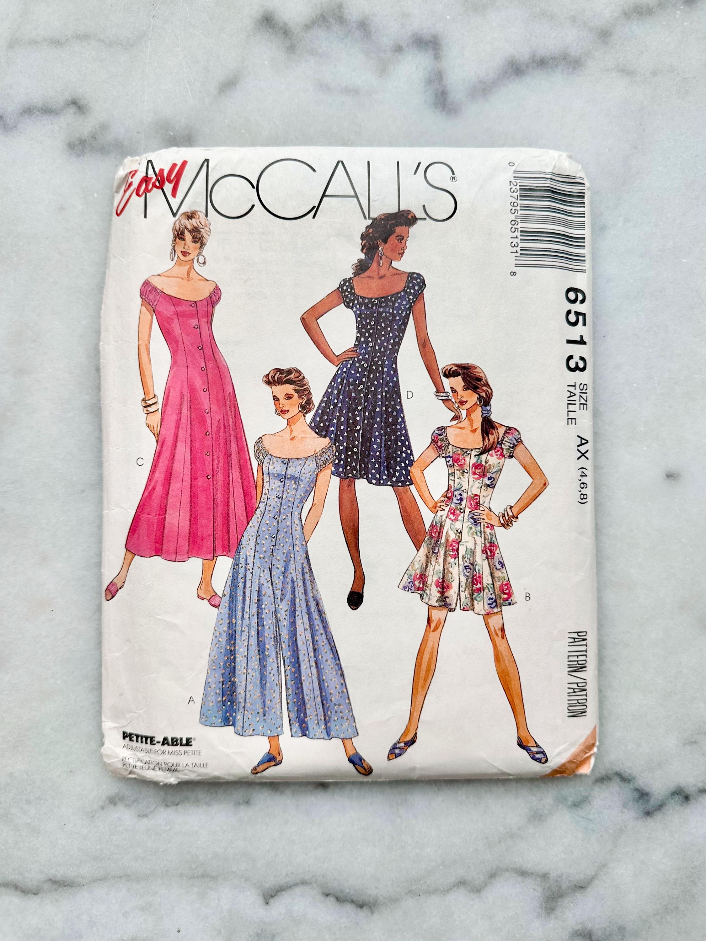 90’s Special Printed Cut Sew 90s Mccalls 6513. 4-8 Uncut Ff. Princess Seams Fit Flare Dress or
