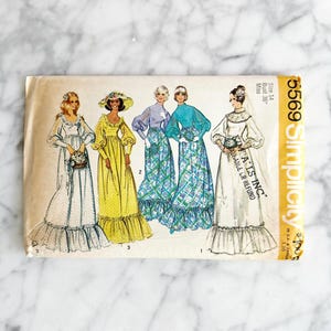 70s Simplicity 5569. 34, 36, 40 bust. Prairie cottage core boho wedding gown tiered maxi prom dress ruffles 1970s vintage sewing pattern